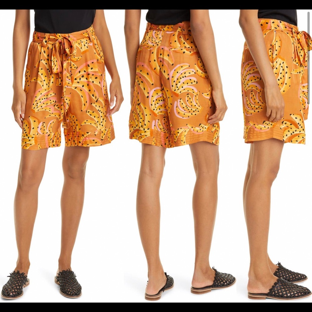 Farm Rio Raining Bananas Tie Front Shorts
